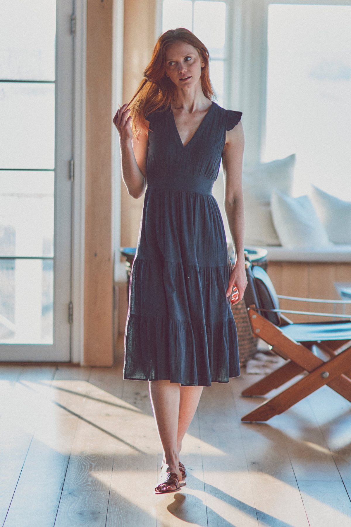 Milos Flutter Sleeve Midi Dress