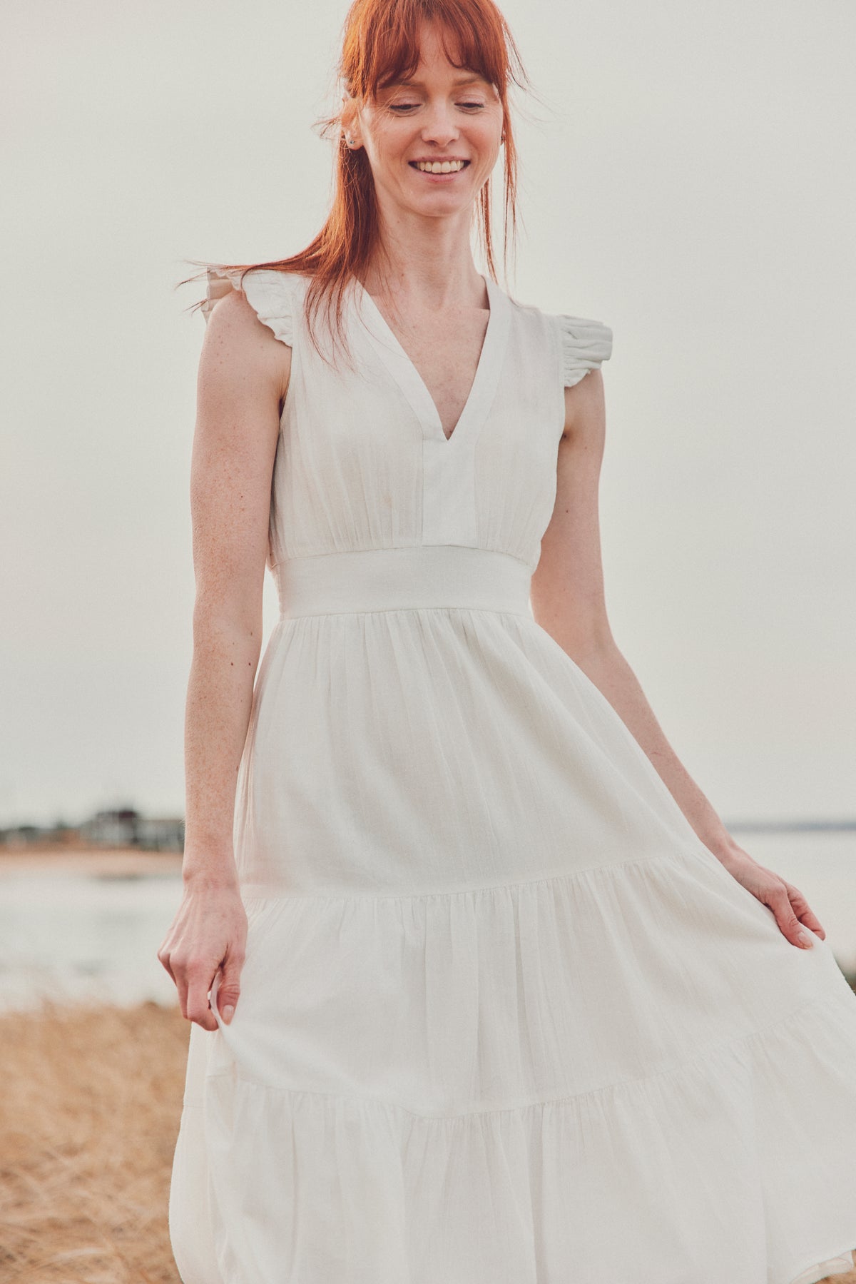 Milos Flutter Sleeve Midi Dress