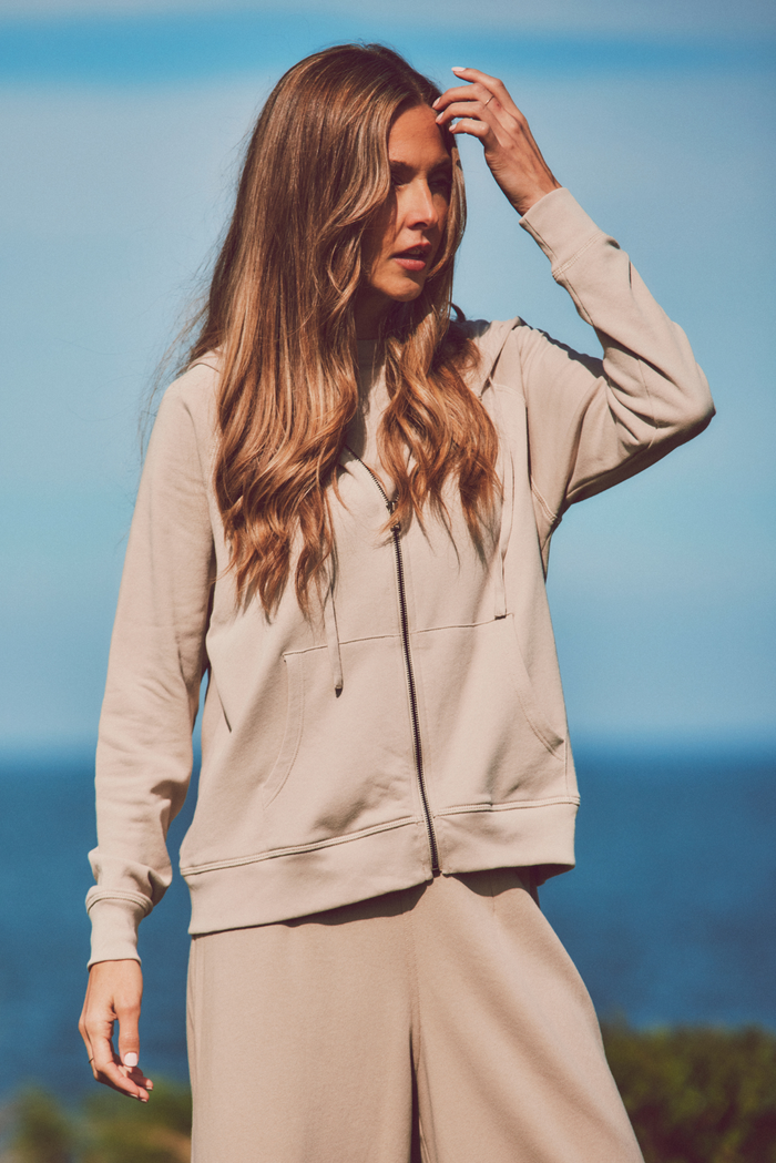 beige women’s hoodie sweater