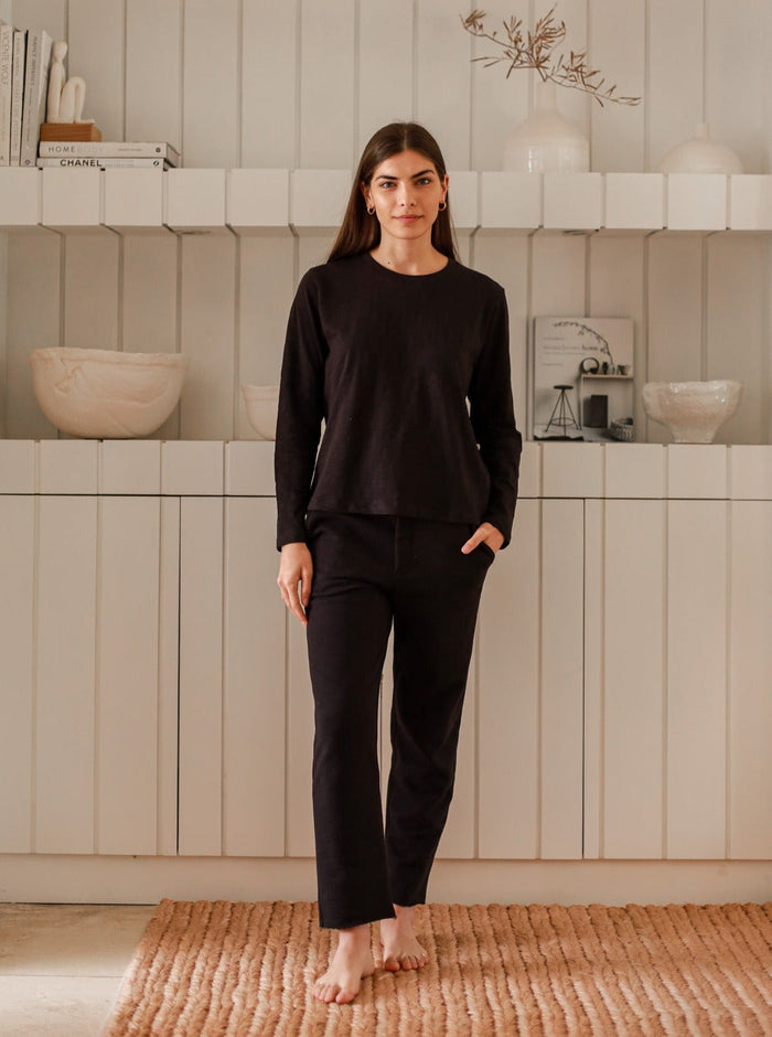 black chloe long-sleeve slub tee