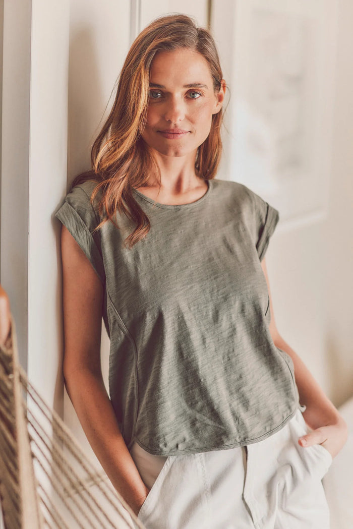 olive cuffed tee tank