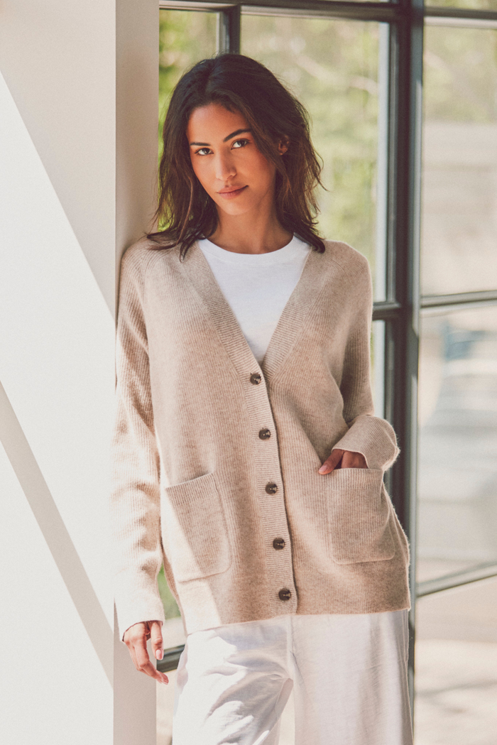 Jesse Ribbed Cashmere Cardigan