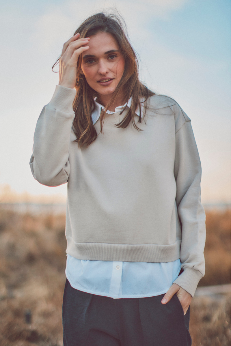 Layered Penny Collared Crew