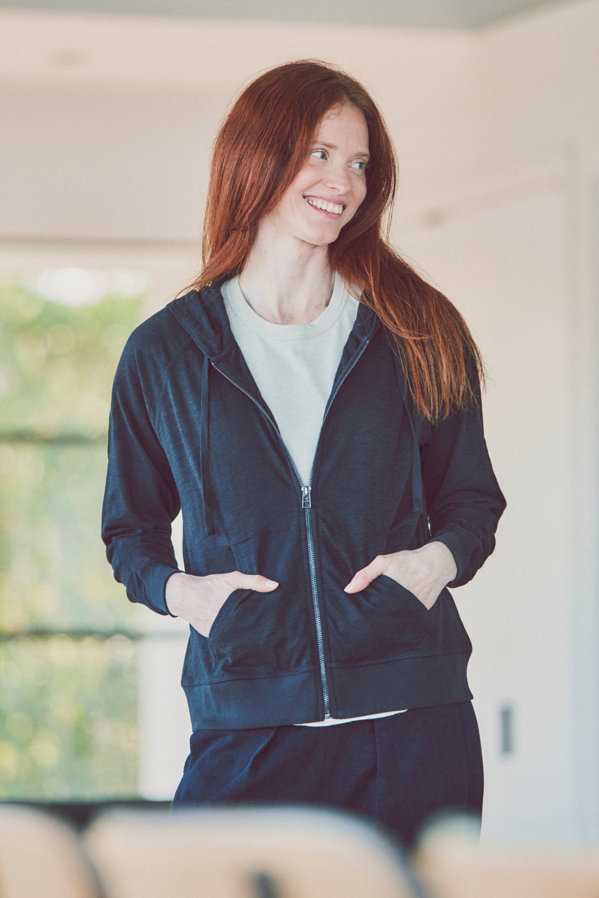 Stella Zip Hoodie in Slub Cotton