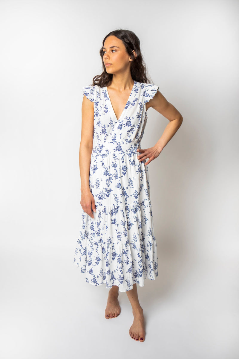 Milos Flutter Sleeve Floral Midi Dress Milos Flutter Sleeve Floral Midi Dress