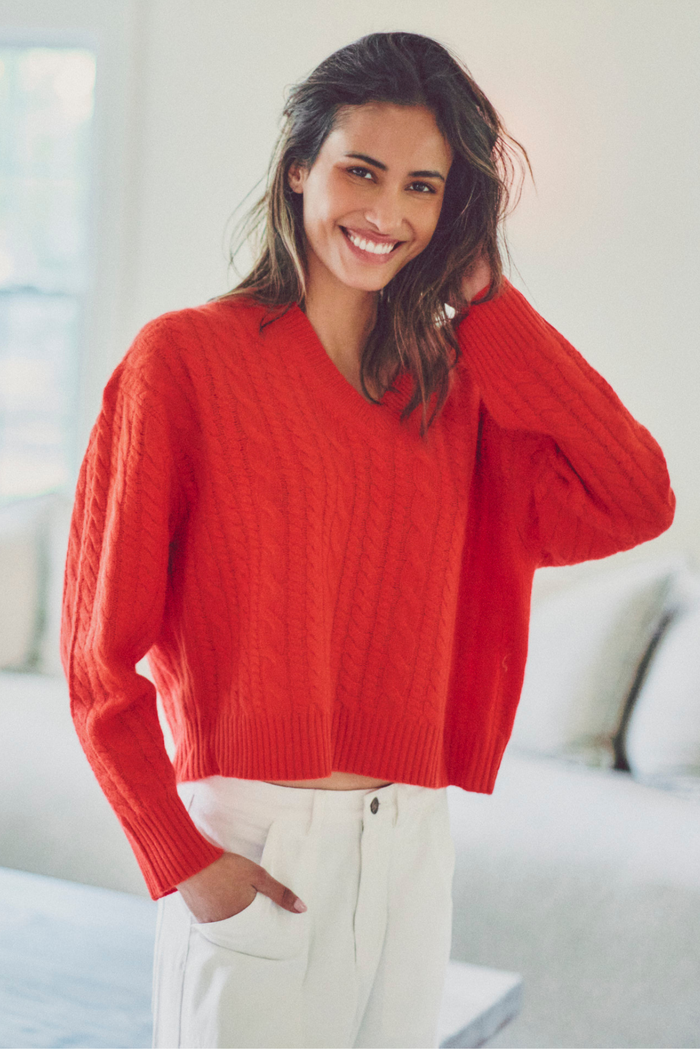 Maidstone Cable V-Neck