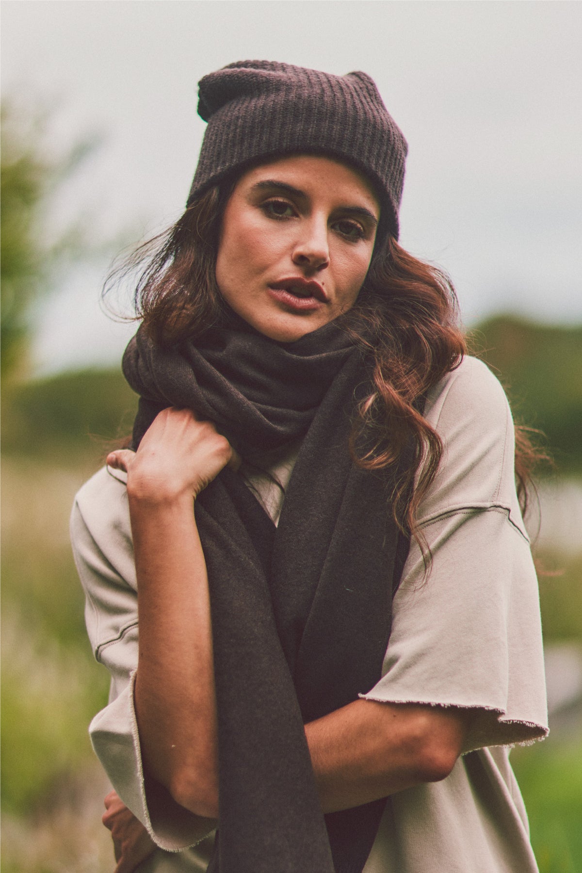 Cashmere Ribbed Beanie