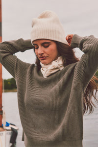 Cashmere Ribbed Beanie