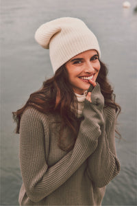 Cashmere Ribbed Beanie