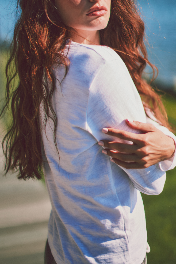 Chloe Long Sleeved Tee in Slub