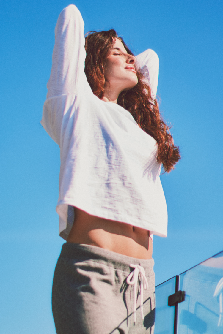 Chloe Long Sleeved Tee in Slub