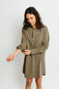 Sale Andi Distressd Button-Down Dress