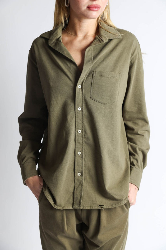 Sale Andi Distressed Button Down Top