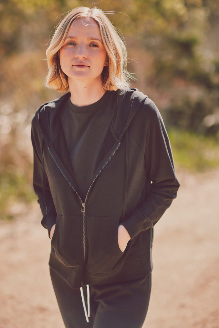 black french terry hoodie