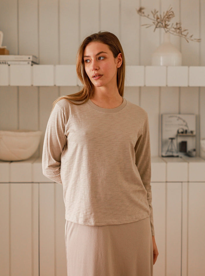 Chloe Long Sleeved Tee in Slub