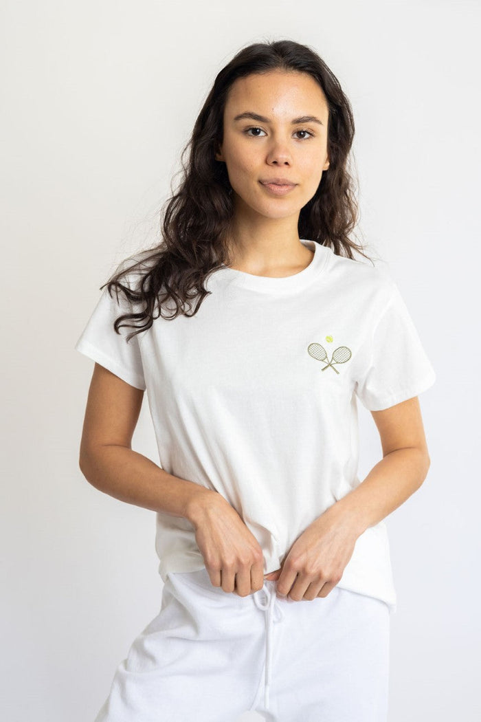 Sale Chloe Tee With Tennis Embroidery