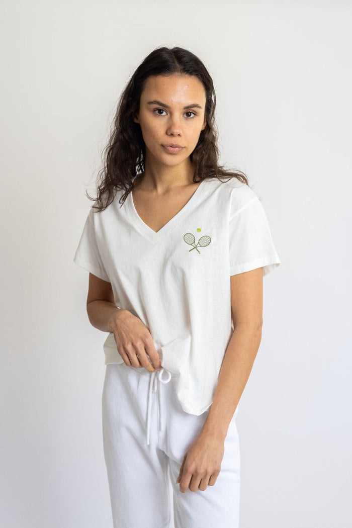 Sale Donnie V-Neck With Tennis Embroidery