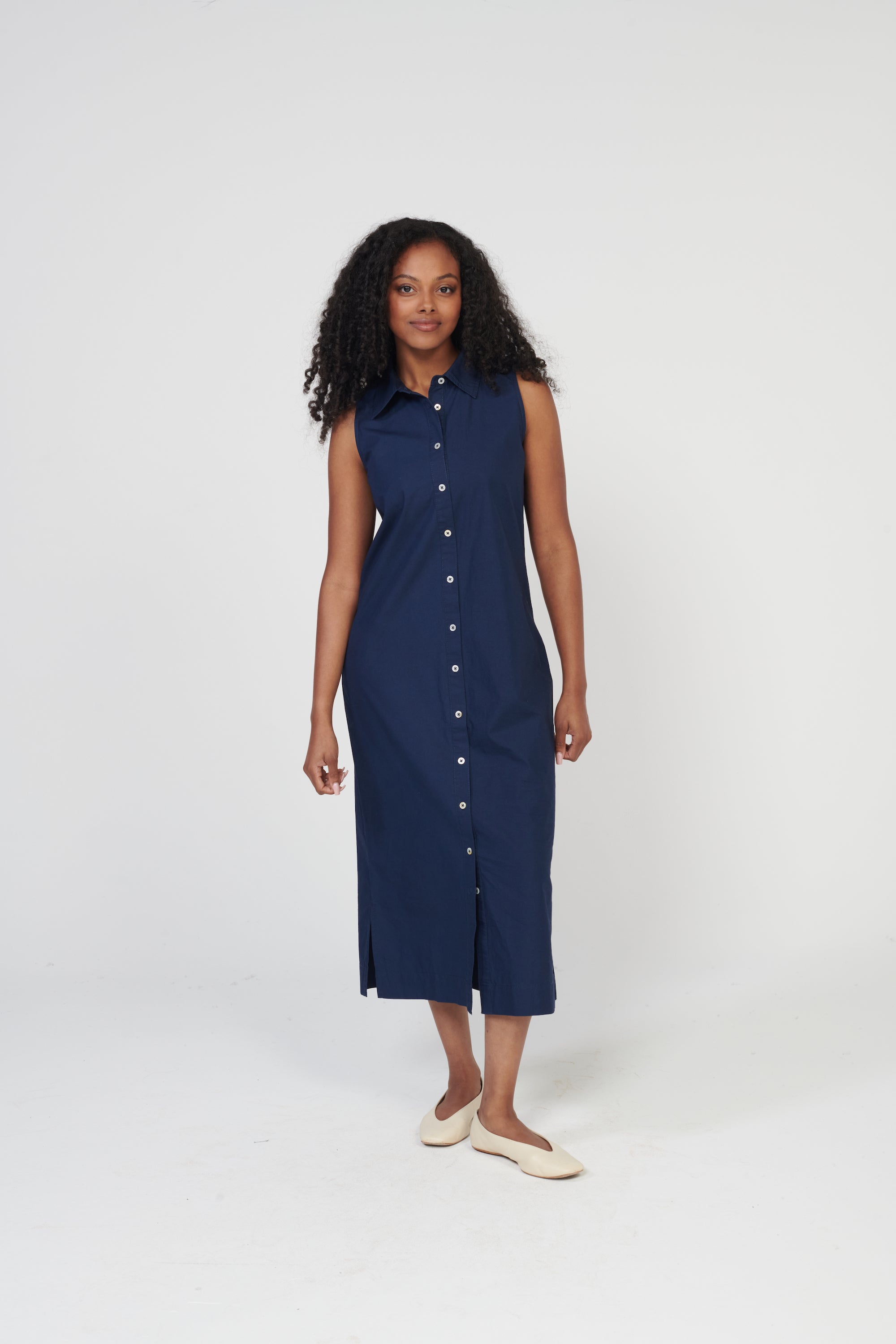 Coastal Poplin Sleeveless Dress | Leallo